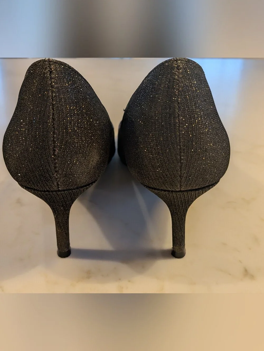 Nina Dressy Black Pumps With Rhinestone Buckle Detail, Size 8M